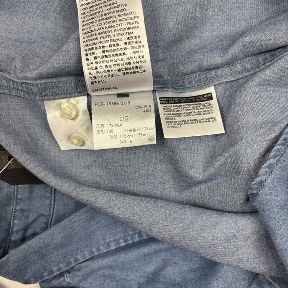 Levis Mens Long-Sleeve Denim Button-Down Shirt Size L Tencel Blend Light Blue - Picture 12 of 13
